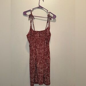 SHEIN Burgundy and White Polka Dot Dress